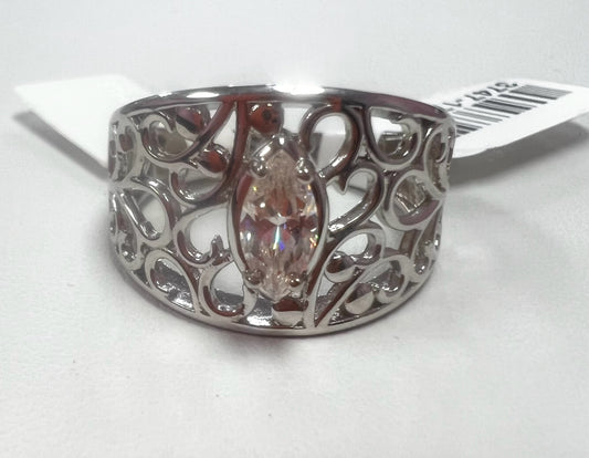 Sterling Silver Red CZ Ring Size 9  New w/ Tags JTV
