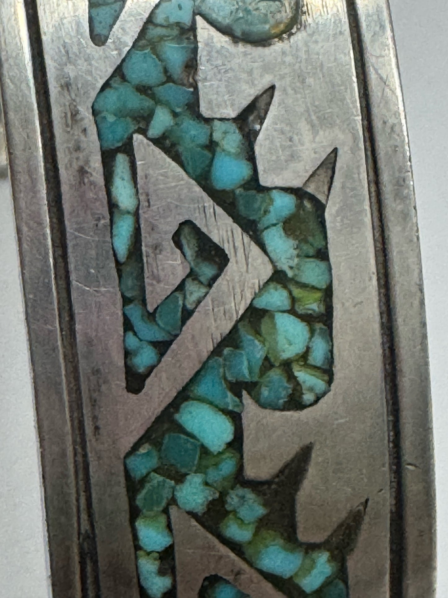 Tommy Singer Sterling Silver Mosaic Turquoise Native American Cuff  Bracelet