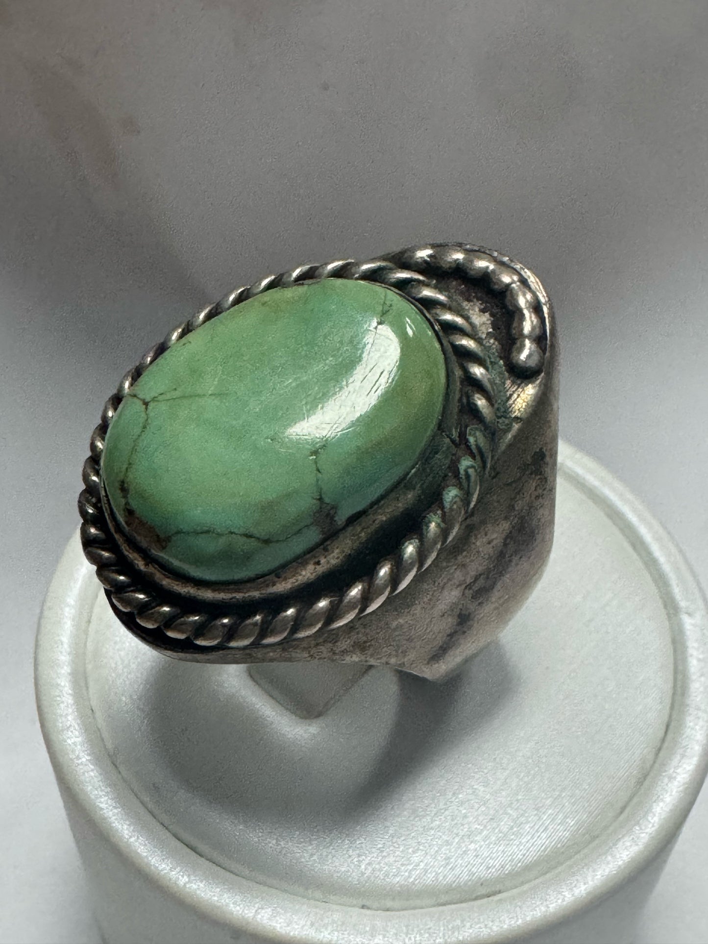 Native American Sterling Silver Ring Heavy Massive 33g Turquoise Size 11