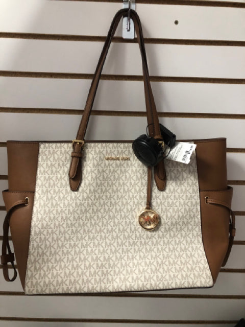 Designer Michael Kors White/Brown Handbag