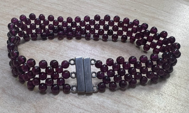 Mine Finds by Jay King Dtr 5 Row Garnet Bead Magnetic Bracelet 7.5