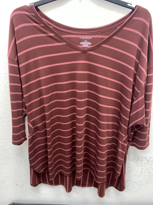 Burgundy Striped Lane Bryant Long Sleeve Shirt Women's