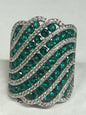 Sterling Silver Green CZ Ring Size 9 JTV
