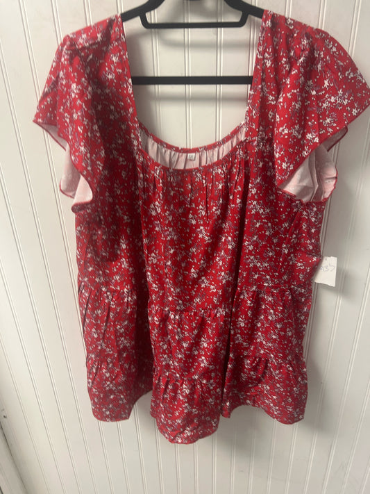 Red Print Short Sleeve Shirt Women's