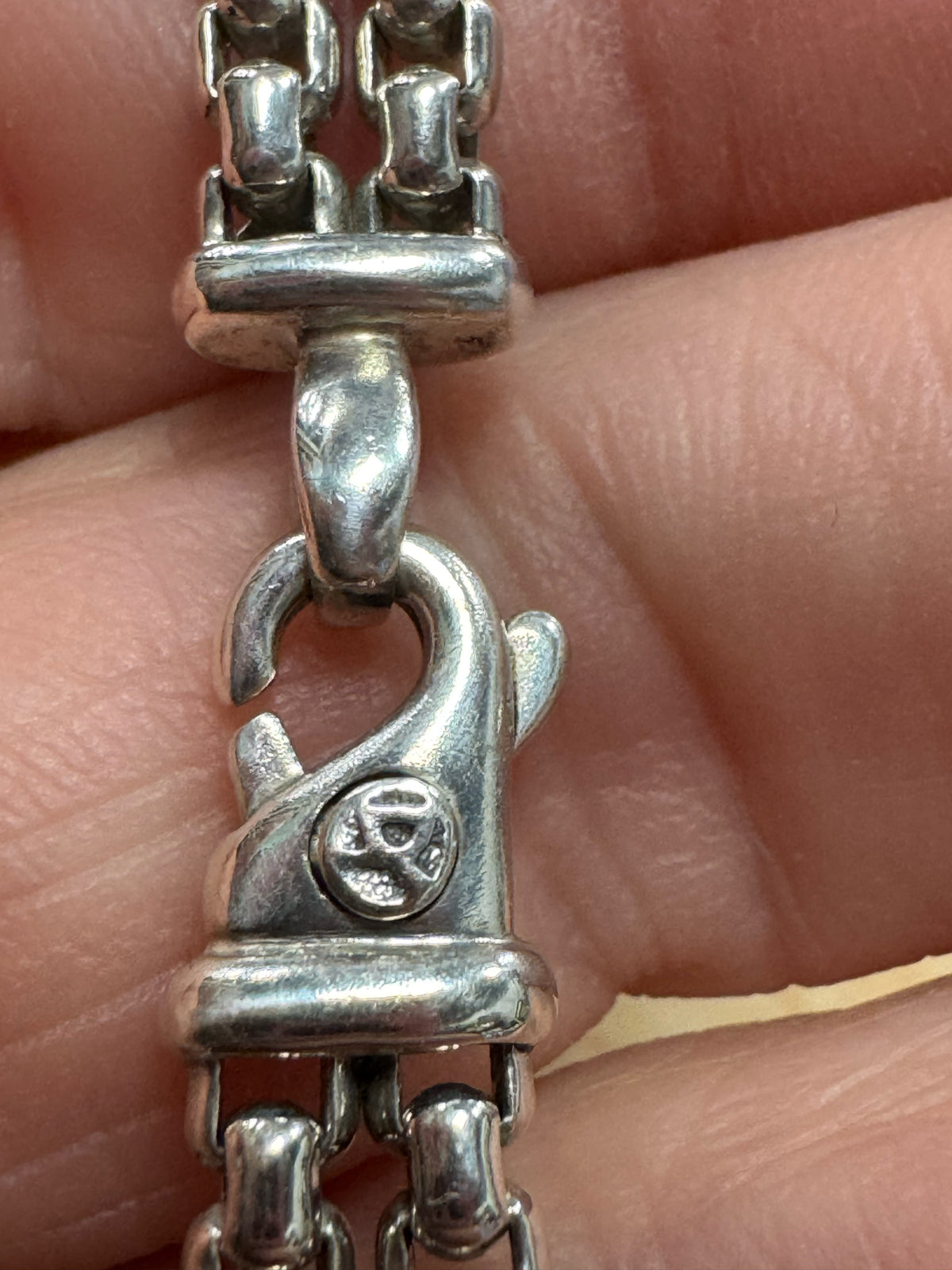 David Yurman Sterling Silver Onyx ID Bracelet 8.5" Double Row