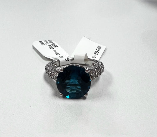 Sterling Silver Blue Topaz Ring New JTV Size 8