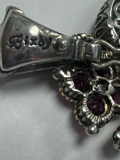 Barbara Bixby Sterling & 18K Gold Sapphire Garnet Black Pearl Pendant Enhancer