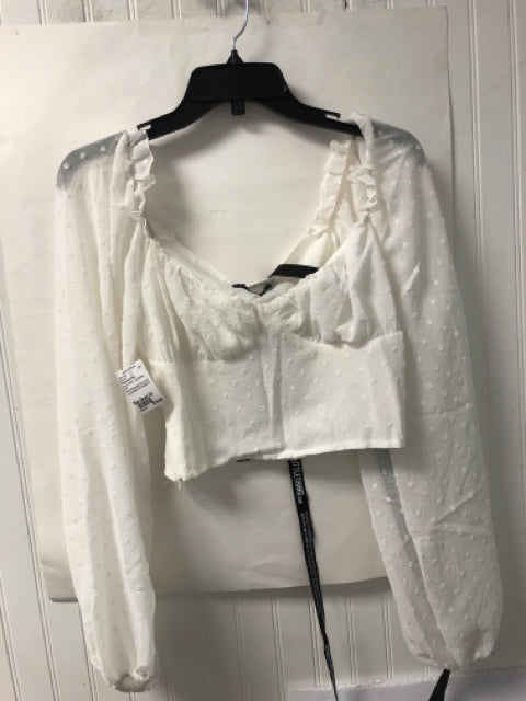 White PrettyLittleThing NEW Long Sleeve Shirt Women's