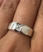 James Avery Sterling Silver Band Ring Size 6.25 Emerald Cut Cubic Zirconia CZ