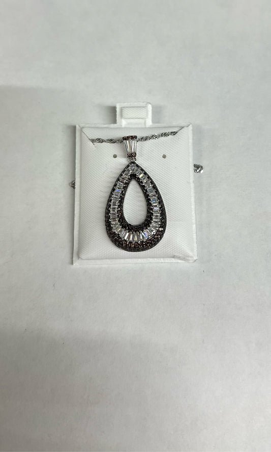 Sterling Silver CZ Pendant & Necklace JTV New