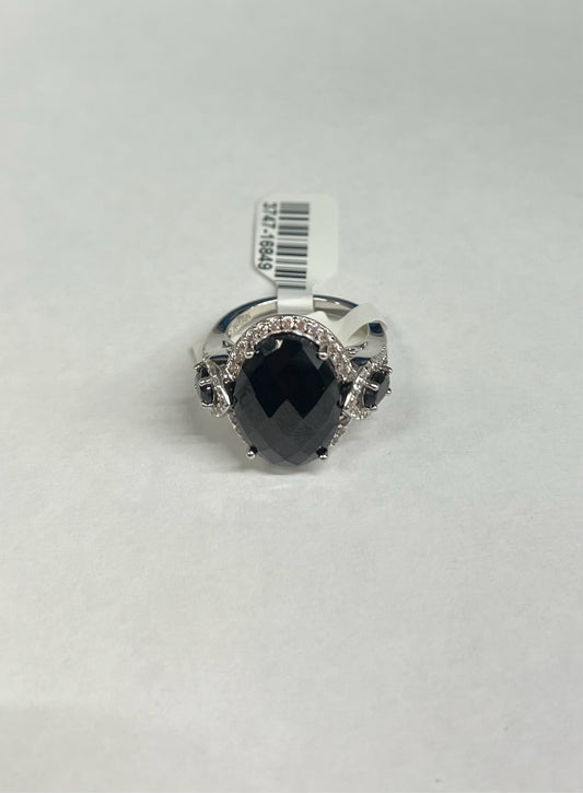 Sterling Silver Black Spinel Ring JTV New w/ Tags Size 9