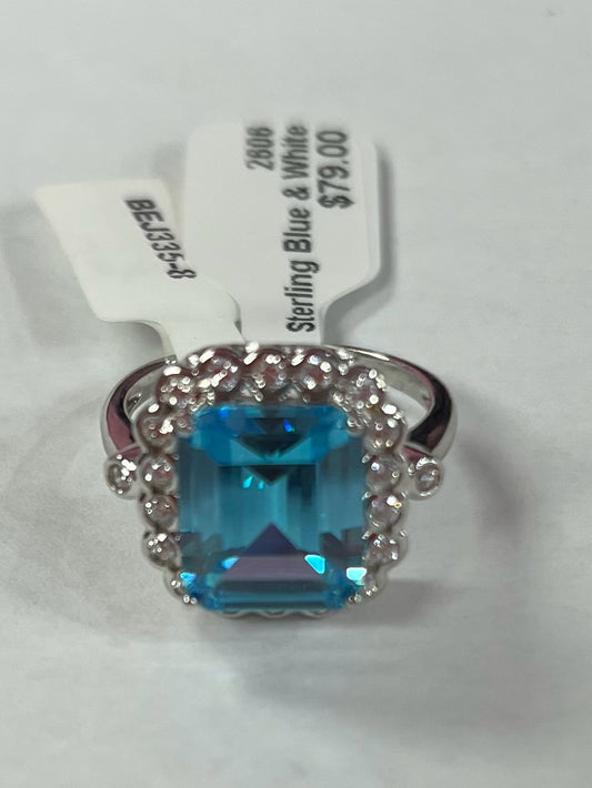 Sterling Silver Blue & White CZ Ring New w/ Tags JTV Size 8
