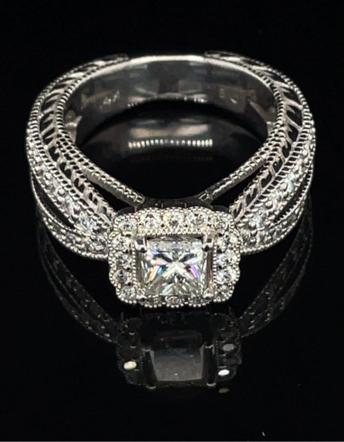 14kw 1.75 cttw Diamond Ring 1.03 ct Center .75 cttw Side Diams SI2 Clarity
