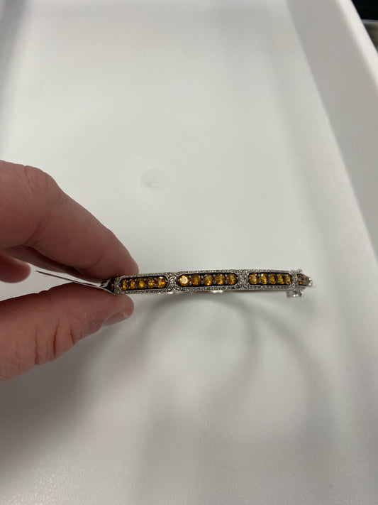 Sterling Silver Citrine CZ Bangle