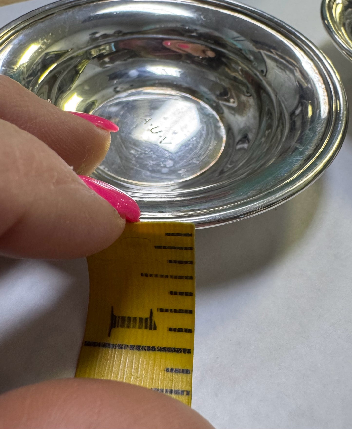 (2) Pair Set of Tiffany & Co Sterling Silver Salt Cellar Dish Bowls  3.5" Diam