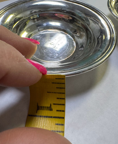 (2) Pair Set of Tiffany & Co Sterling Silver Salt Cellar Dish Bowls  3.5" Diam