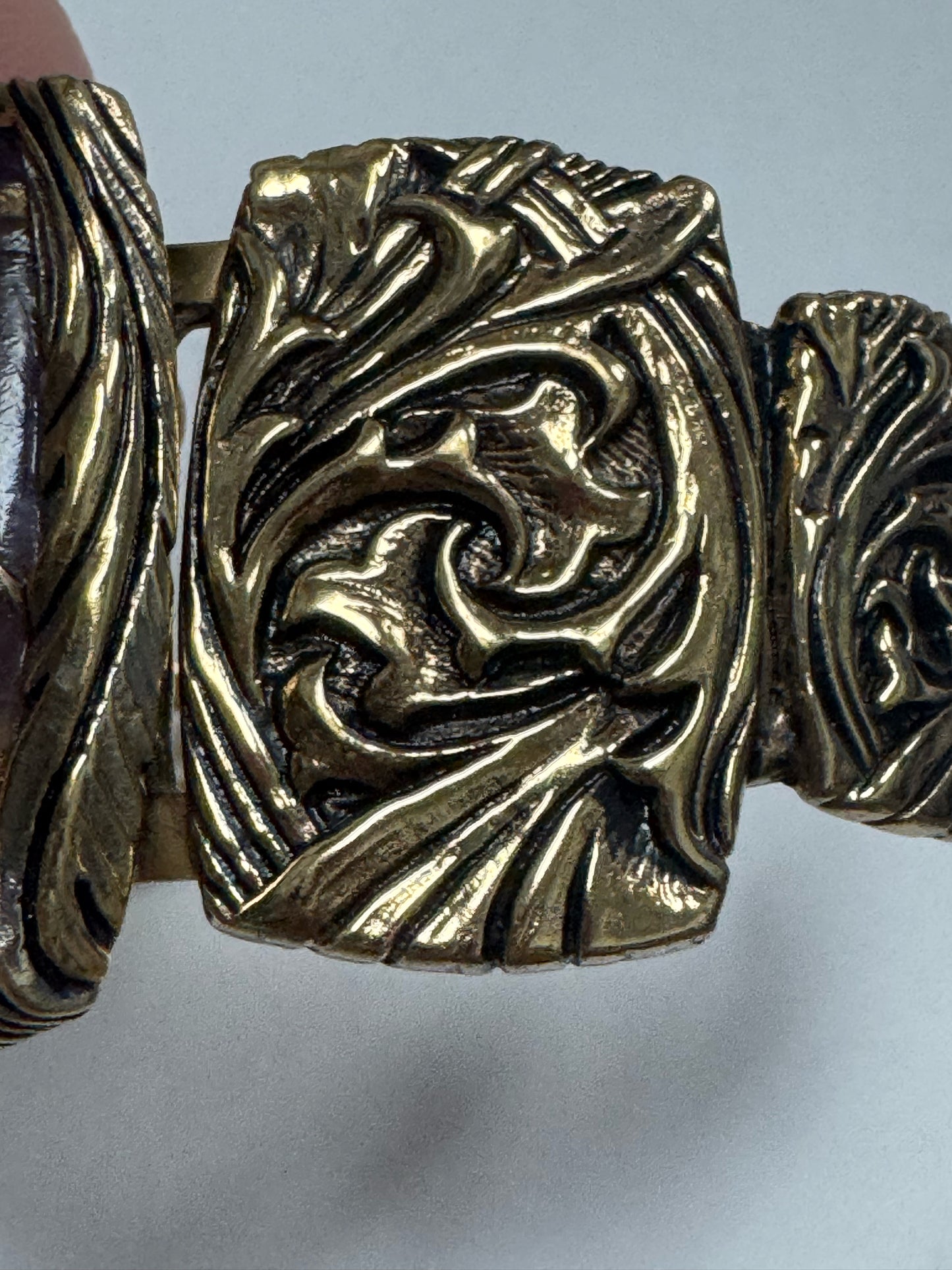 Barse Bronze & Mohave Amethyst Scroll Cuff Bracelet by Barse 1.5" Wide