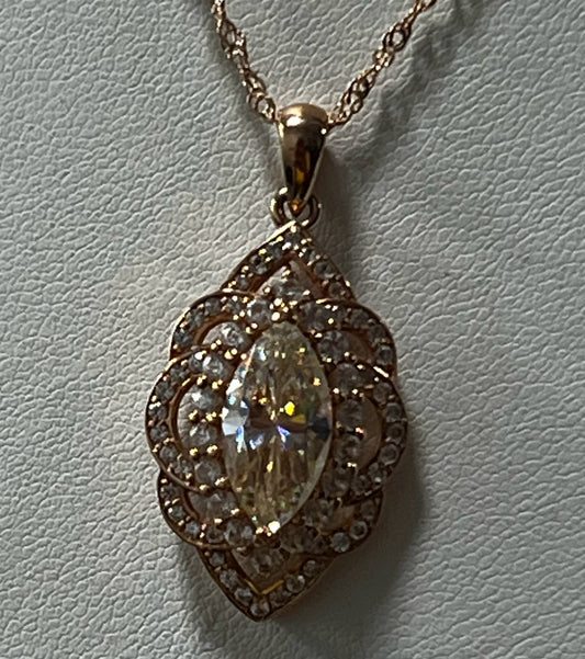 Rose Gold Over Sterling Silver Strontium Titanate  Necklace JTV New