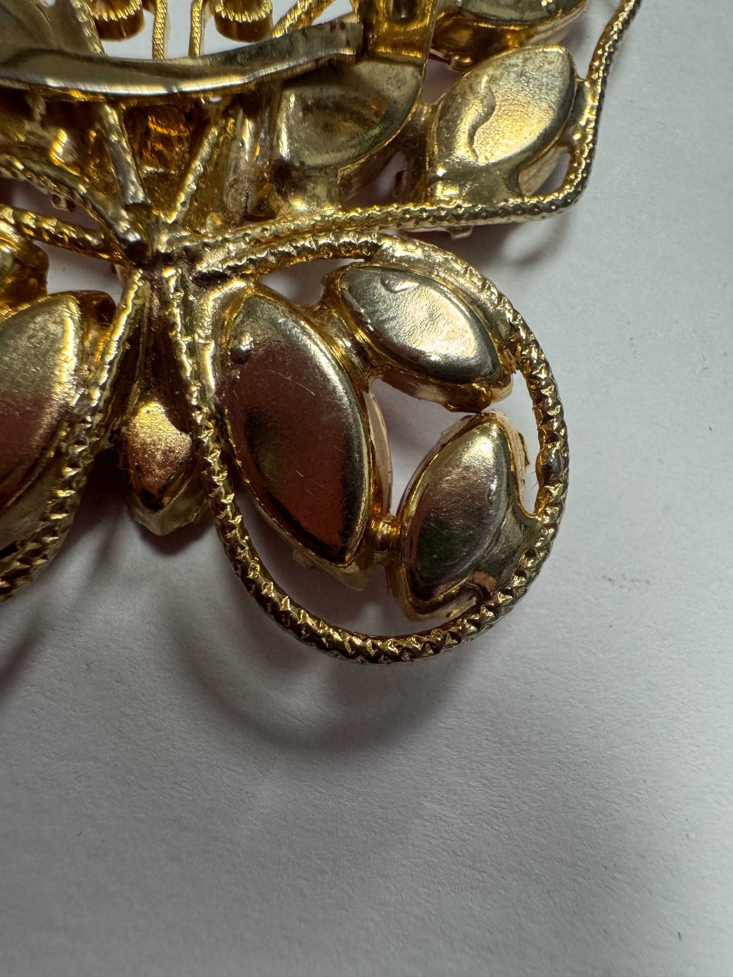 Juliana Rare Vintage Red Milk Glass Marquise Butterfly Brooch Pin Figural