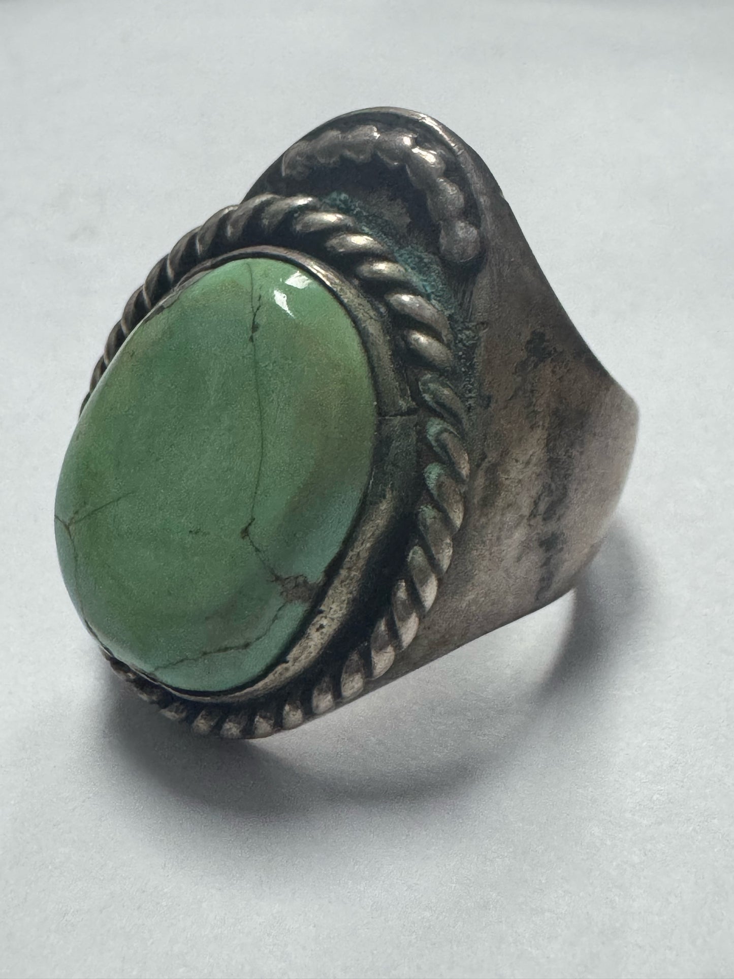 Native American Sterling Silver Ring Heavy Massive 33g Turquoise Size 11