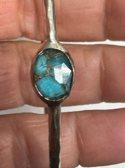 Ippolita Sterling Silver Rock Candy Bronzed Turquoise Bangle Bracelet Size Large