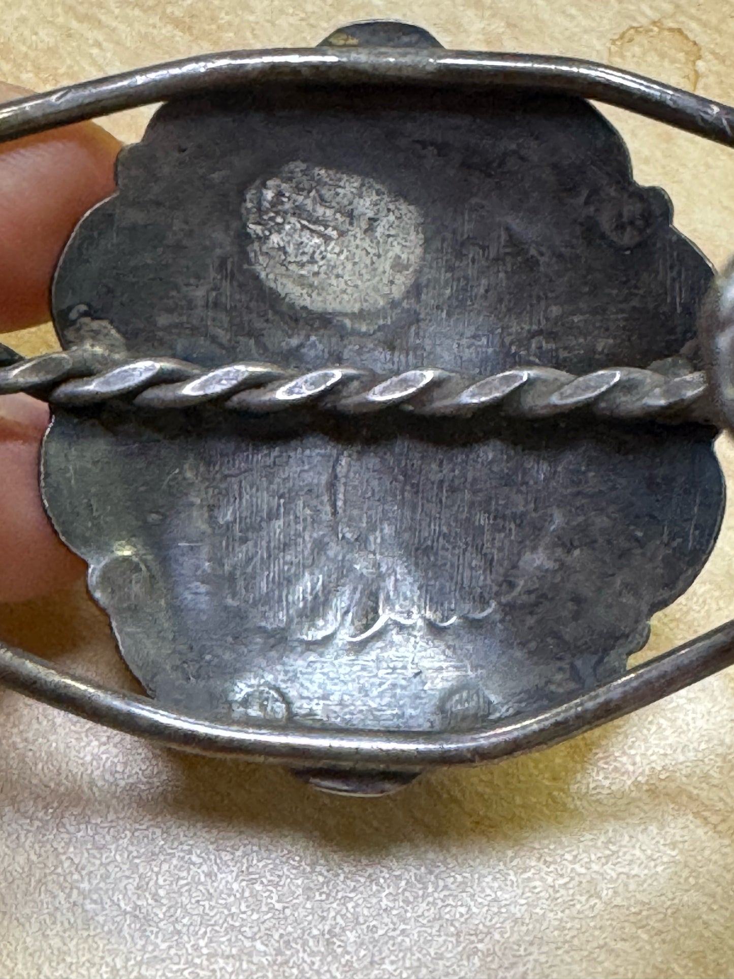 Vintage Sterling Silver Stamped Turquoise Concho Cuff Bracelet