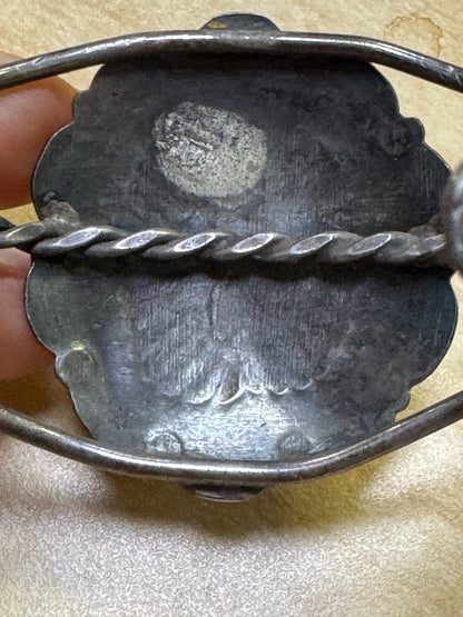 Vintage Sterling Silver Stamped Turquoise Concho Cuff Bracelet