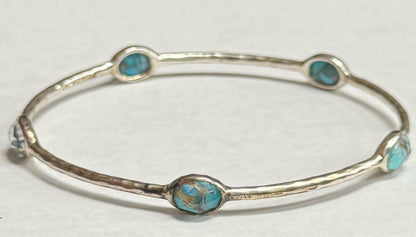 Ippolita Sterling Silver Rock Candy Bronzed Turquoise Bangle Bracelet Size Large