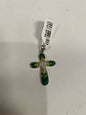 Sterling Silver Cross Pendant Green Yellow
