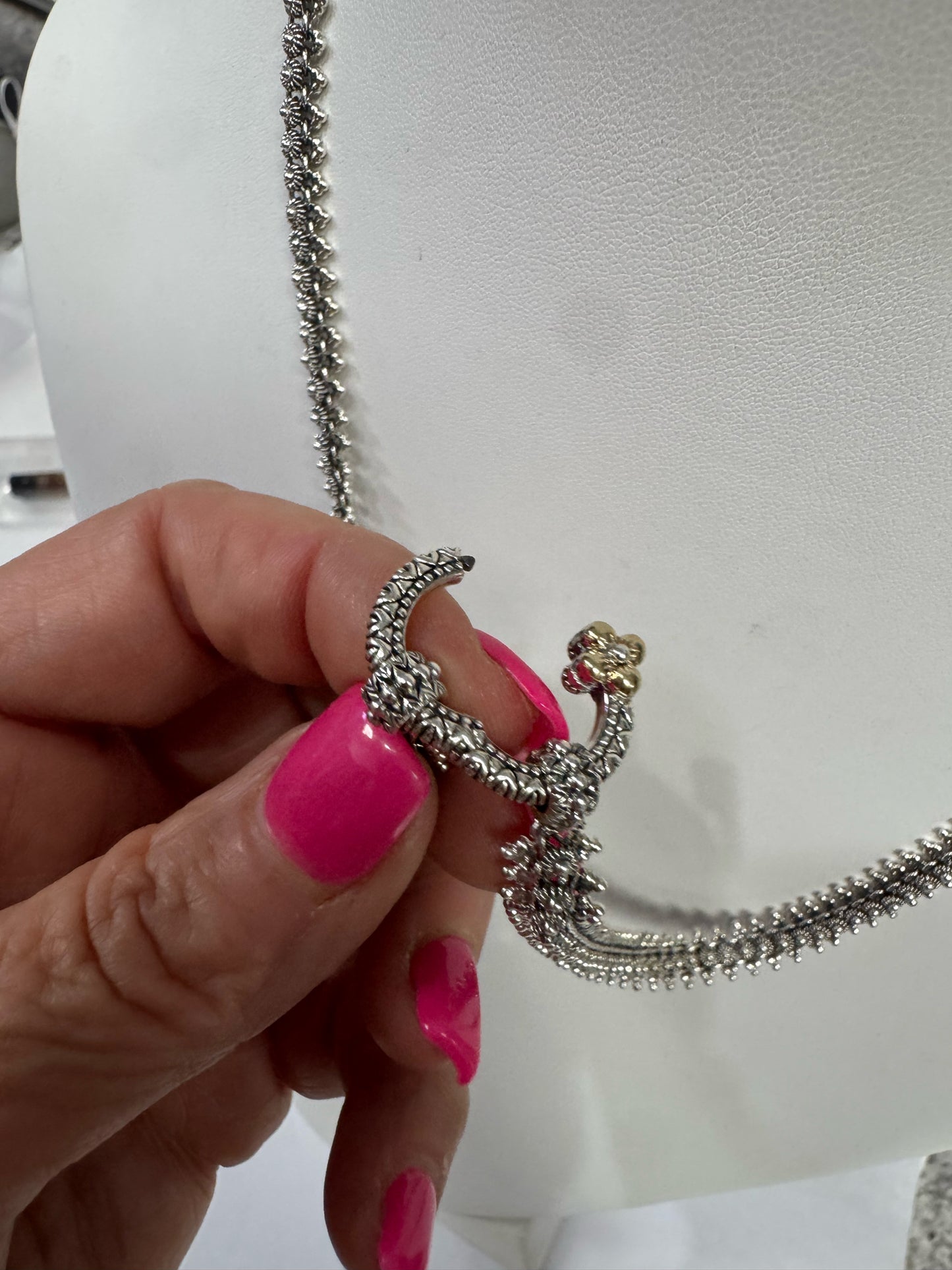 Barbara Bixby Sterling Silver& 18K Gold 25" Handmade Eastern Chain Necklace