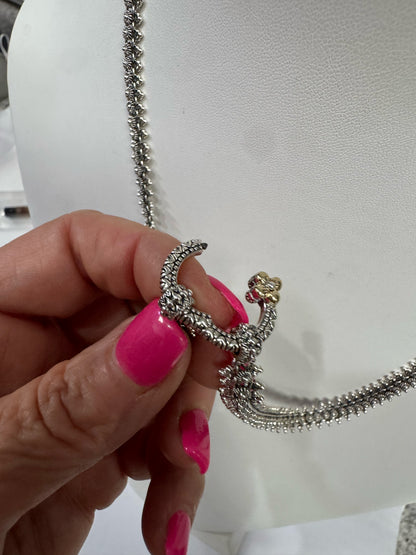 Barbara Bixby Sterling Silver& 18K Gold 25" Handmade Eastern Chain Necklace