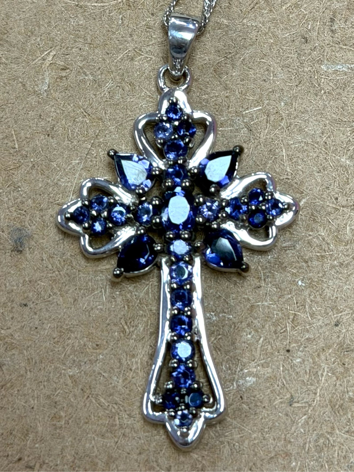Sterling Iolite Pendant & Chain New JTV