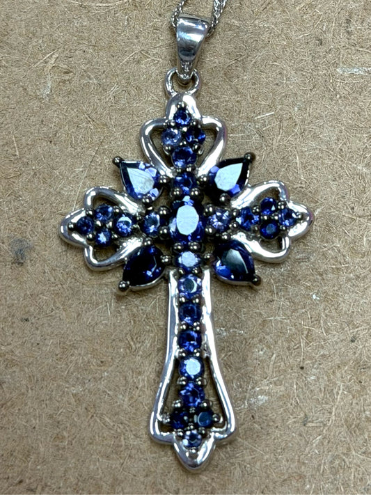 Sterling Iolite Pendant & Chain New JTV