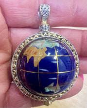 Load image into Gallery viewer, Gems en Vogue Lapis &amp; African Amethyst Large Globe 2.2&quot; x 1.5&quot; Pendant Sterling