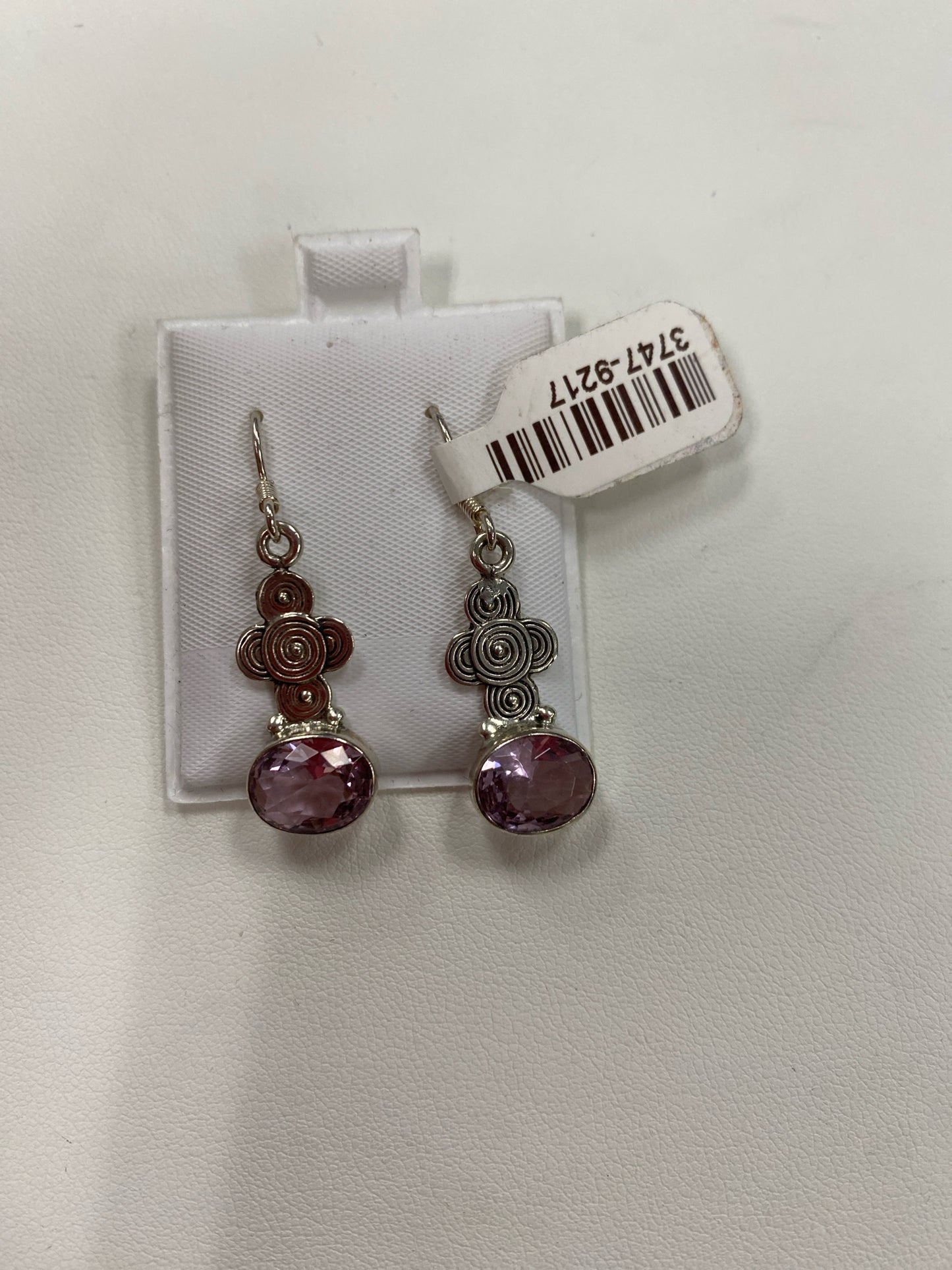 Sterling Silver Earrings Pink CZ