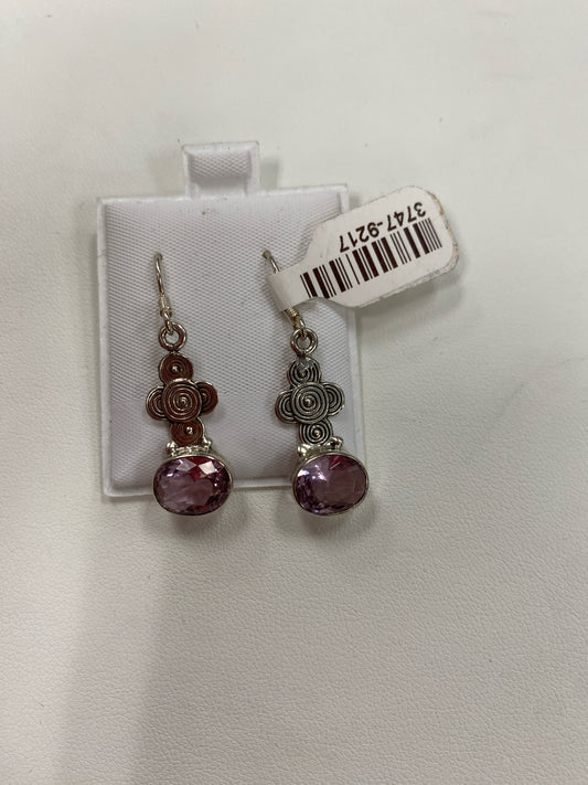 Sterling Silver Earrings Pink CZ