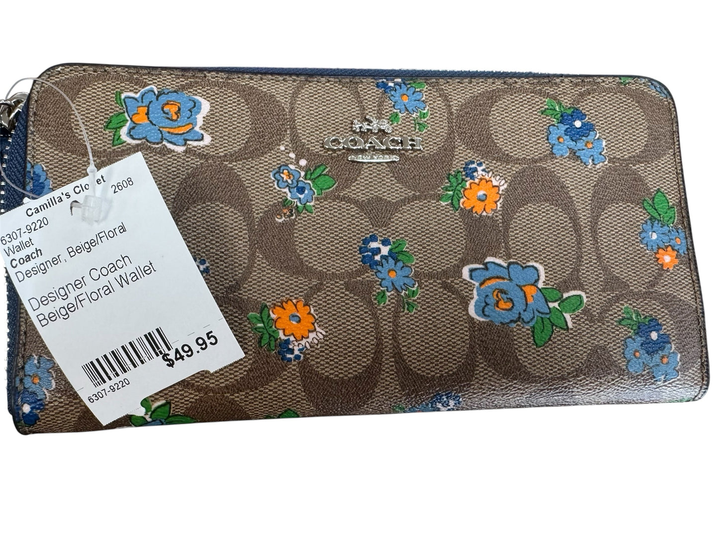 Designer Coach Beige/Floral Wallet