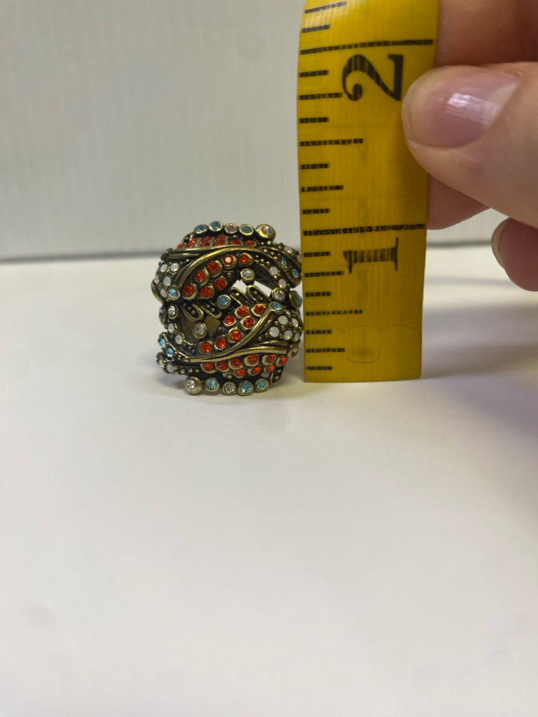 Heidi Daus "Reel McKoi" Koi Fish Ring Size 9 Orange Blue Swarovski Crystals