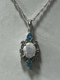 Sterling Silver Opal & Blue Topaz Pendant & Necklace Chain JTV New