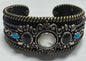 CAROLYN POLLACK Am West Sterling Silver & Brass Cuff Bracelet Mother of Pearl