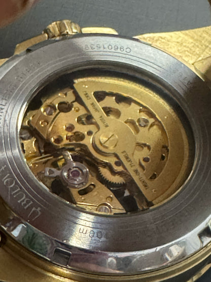 Bulova Sutton Automatic 97A162 Skeleton Dial Gold Tone Men's Watch