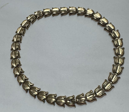 Vintage Crown Trifari 16" Necklace Tulip Goldtone 13mm Circa 1930s-1955 Pat Pend