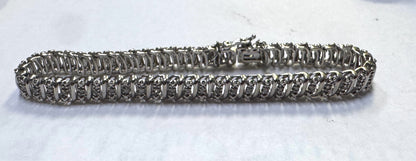 Sterling Silver Diamond Bracelet 7"