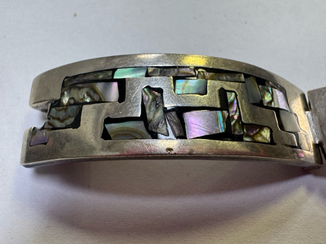 VTG TAXCO Signed Sterling Silver 925 Panel TR-191 Inlaid Bracelet