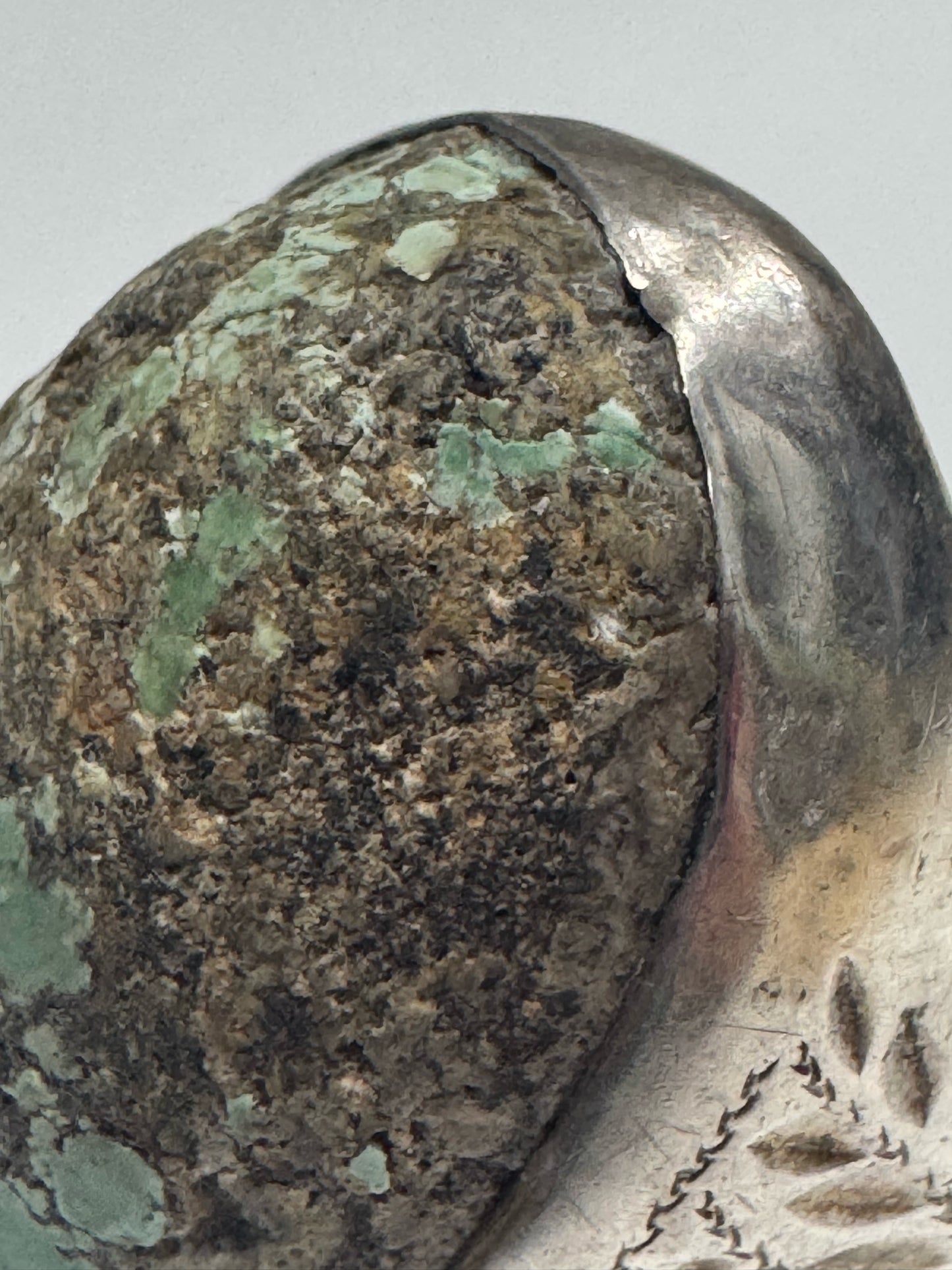 Vintage Native American Sterling Silver Heavy 29g Turquoise Ring Size 11.5