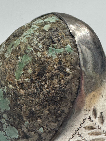 Vintage Native American Sterling Silver Heavy 29g Turquoise Ring Size 11.5