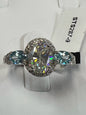 Sterling Silver Aquamarine & White Zircon Ring Size 8