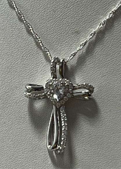 Sterling Silver CZ Necklace Pendant Chain New JTV