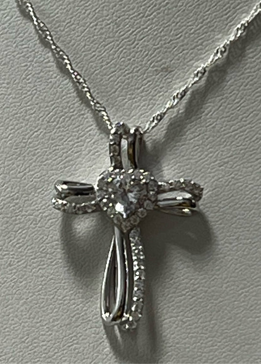 Sterling Silver CZ Necklace Pendant Chain New JTV