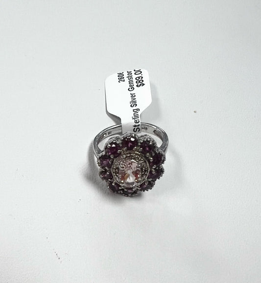 Sterling Silver Gemstone Ring Size 6